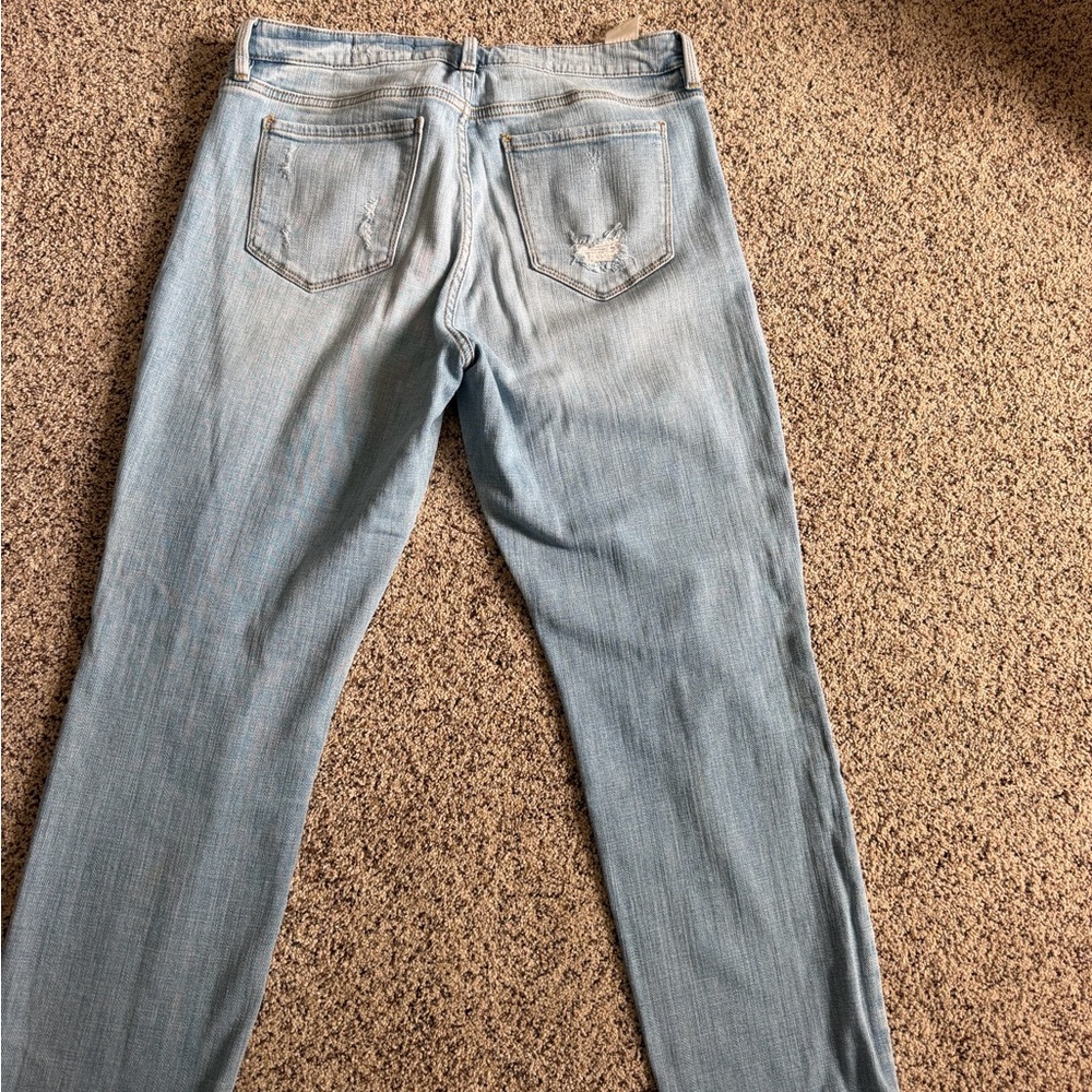 Women's Light Blue Straight Leg Jeans - Mid-Rise Casual Denim